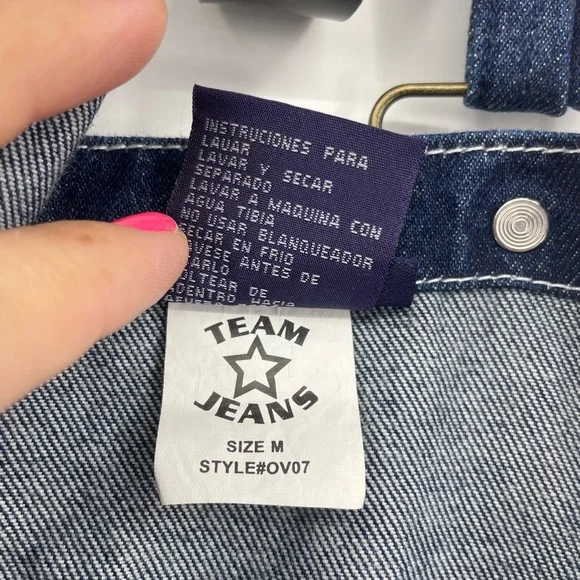 Texas A&M Team Jeans denim overalls dark wash farmers fight Sz M 32.5”